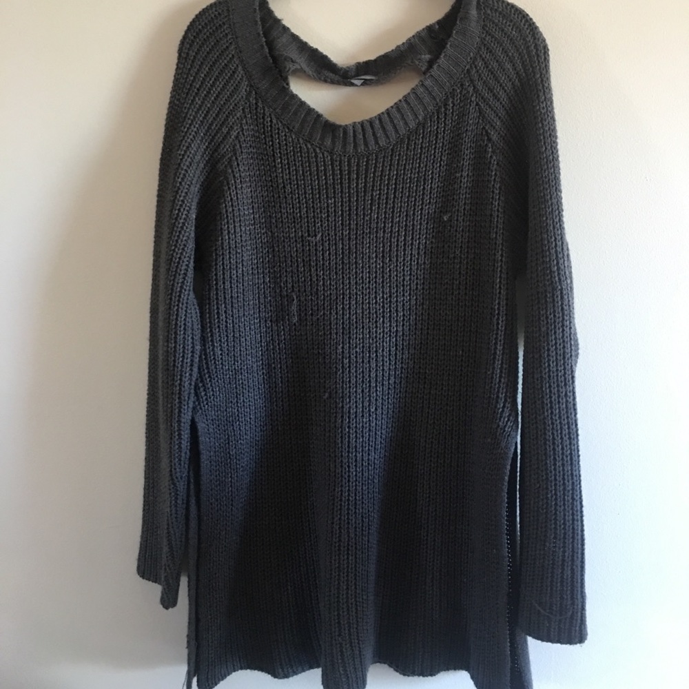 Gray knit sweater